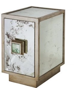 Worlds Away Ant Mir & Champagne Slvr Lf One Dr Cabinet