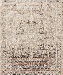 Loloi Theia Power Loomed Taupe / Brick Rug