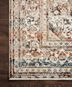 Loloi Theia Power Loomed Taupe / Brick Rug