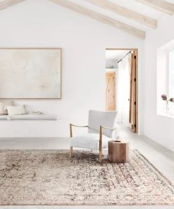 Loloi Theia Power Loomed Taupe / Brick Rug