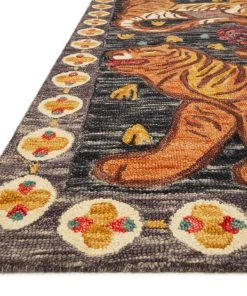 RUGS Justina Blakeney X Loloi Tigress Hooked Charcoal / Tangerine Rug