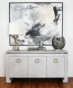 Worlds Away Three Door Buffet In Light Grey Shagreen With Antique Brass Hardware 9 Worlds Away Three Door Buffet In Light Grey Shagreen With Antique Brass Hardware