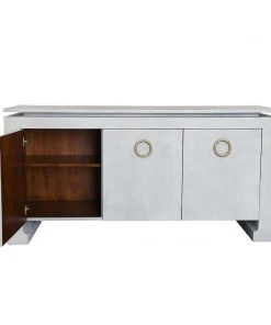 Worlds Away Three Door Buffet In Light Grey Shagreen With Antique Brass Hardware 8 Worlds Away Three Door Buffet In Light Grey Shagreen With Antique Brass Hardware