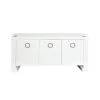 Media Consoles & TV Stands Worlds Away Three Door Buffet In Matte White Lacquer With Antique Brass Hardware