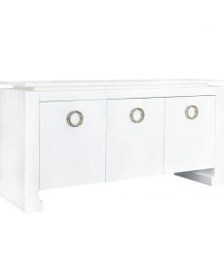 Media Consoles & TV Stands Worlds Away Three Door Buffet In Matte White Lacquer With Antique Brass Hardware