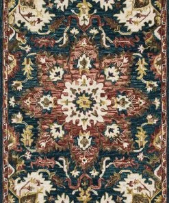 RUGS Loloi Victoria Hooked Teal / Raspberry Rug