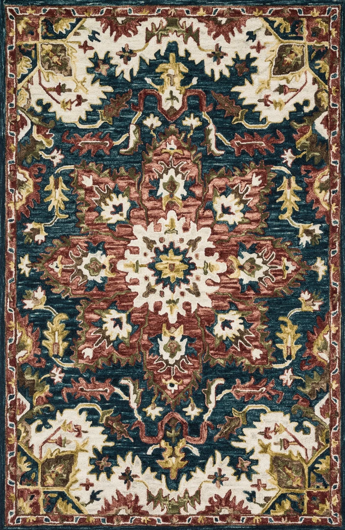 RUGS Loloi Victoria Hooked Teal / Raspberry Rug 3 RUGS Loloi Victoria Hooked Teal / Raspberry Rug