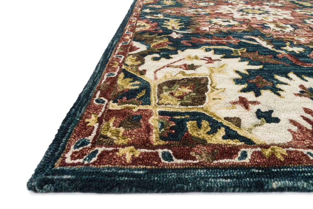 RUGS Loloi Victoria Hooked Teal / Raspberry Rug 4 RUGS Loloi Victoria Hooked Teal / Raspberry Rug
