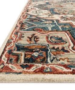 Loloi Victoria Hooked Blue / Red Rug