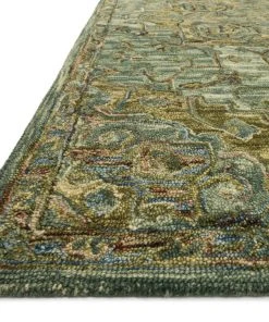 Loloi Victoria Hooked Dark Green / Tobacco Rug