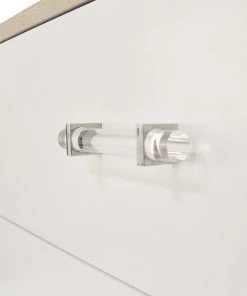 LIVING ROOM Worlds Away 3 Dwr Drsr W. Acrylic Hdwr In Matte Wh Laqr&Cerused Oak