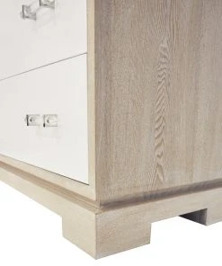 LIVING ROOM Worlds Away 3 Dwr Drsr W. Acrylic Hdwr In Matte Wh Laqr&Cerused Oak