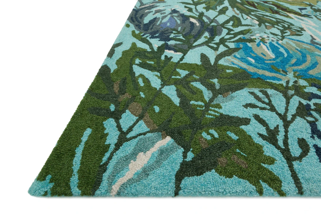 RUGS Loloi Wild Bloom Hooked Aqua / Green Rug 4 RUGS Loloi Wild Bloom Hooked Aqua / Green Rug