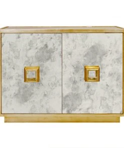 Chests & Cabinets Worlds Away Ant Mirror 2 Door Cabinet With Gold Leaf Detailing