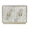 Chests & Cabinets Worlds Away Ant Mirror 2 Dr Cabinet W/ Champ. Silver Lf Detailing
