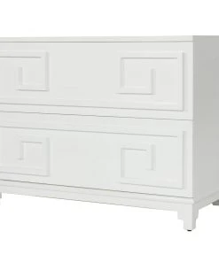 Worlds Away Oriental 2 Drwr Chest White Lac LIVING ROOM