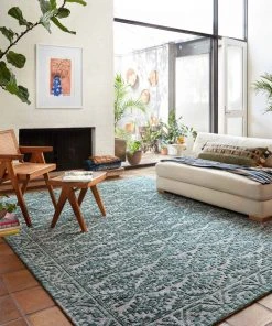 RUGS Justina Blakeney X Loloi Yeshaia Power Loomed Teal / Dove Rug