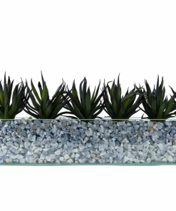 DECOR T&C Floral Company Agave In Rectangular/Glass/Crushed Blue Calcite Dark