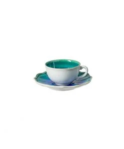 Casafina Dori 6.5oz. Atlantic Blue Tea Cup & Saucer (Set Of 4) TABLETOP