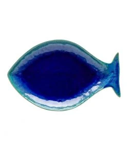 Casafina Dori 12" Atlantic Blue Medium Fish Platter (Set Of 2)