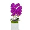 T&C Floral Company White Ceramic Double Fuschia Orchid/Amathyst