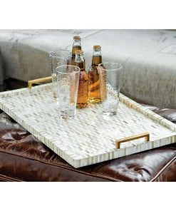 Regina Andrew Multi-Tone Bone And Brass Tray 10 Regina Andrew Multi-Tone Bone And Brass Tray