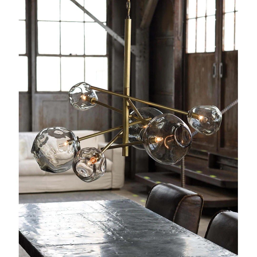 Chandeliers Regina Andrew Molten Chandelier With Smoke Glass (Natural Brass) 4 Chandeliers Regina Andrew Molten Chandelier With Smoke Glass (Natural Brass)