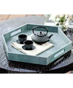 DECOR Regina Andrew Shagreen Hex Tray (Turquoise)