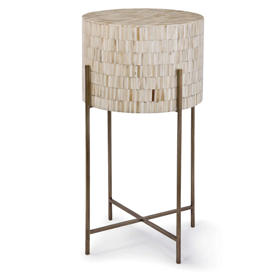 Side & End Tables Regina Andrew Bone Drum Table (Antique Brass) 3 Side & End Tables Regina Andrew Bone Drum Table (Antique Brass)