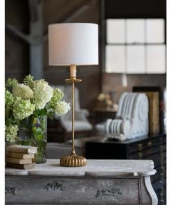 Regina Andrew Clove Stem Buffet Table Lamp With Natural Linen Shade Table Lamps