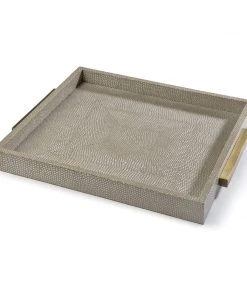 Regina Andrew Square Shagreen Boutique Tray (Ivory Grey Python)