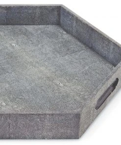 Regina Andrew Shagreen Hex Tray (Charcoal)
