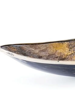 Regina Andrew Elongated Horn Dish With Brass Trim DECOR
