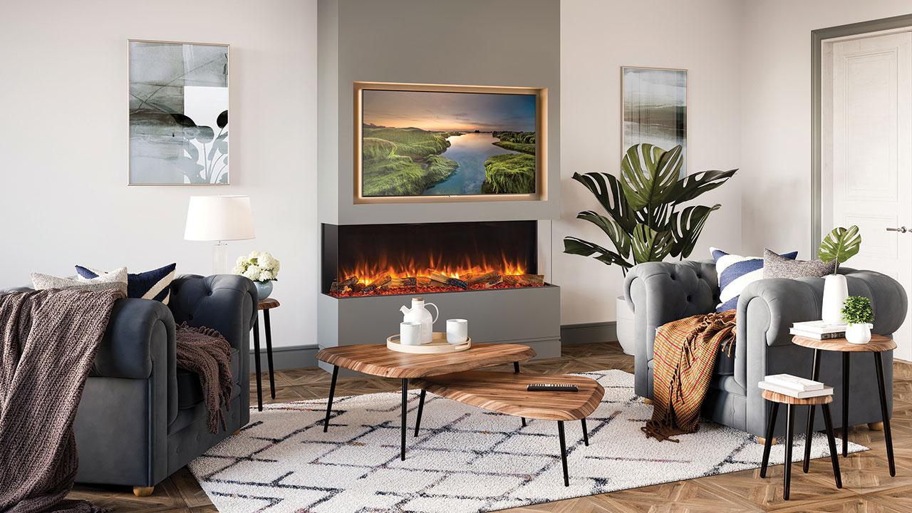 Cheap eCTURE Store -Cheap eCTURE Store eReflex 150RW with log Fuel Effect Shown as 3 Sided Installation ER15008